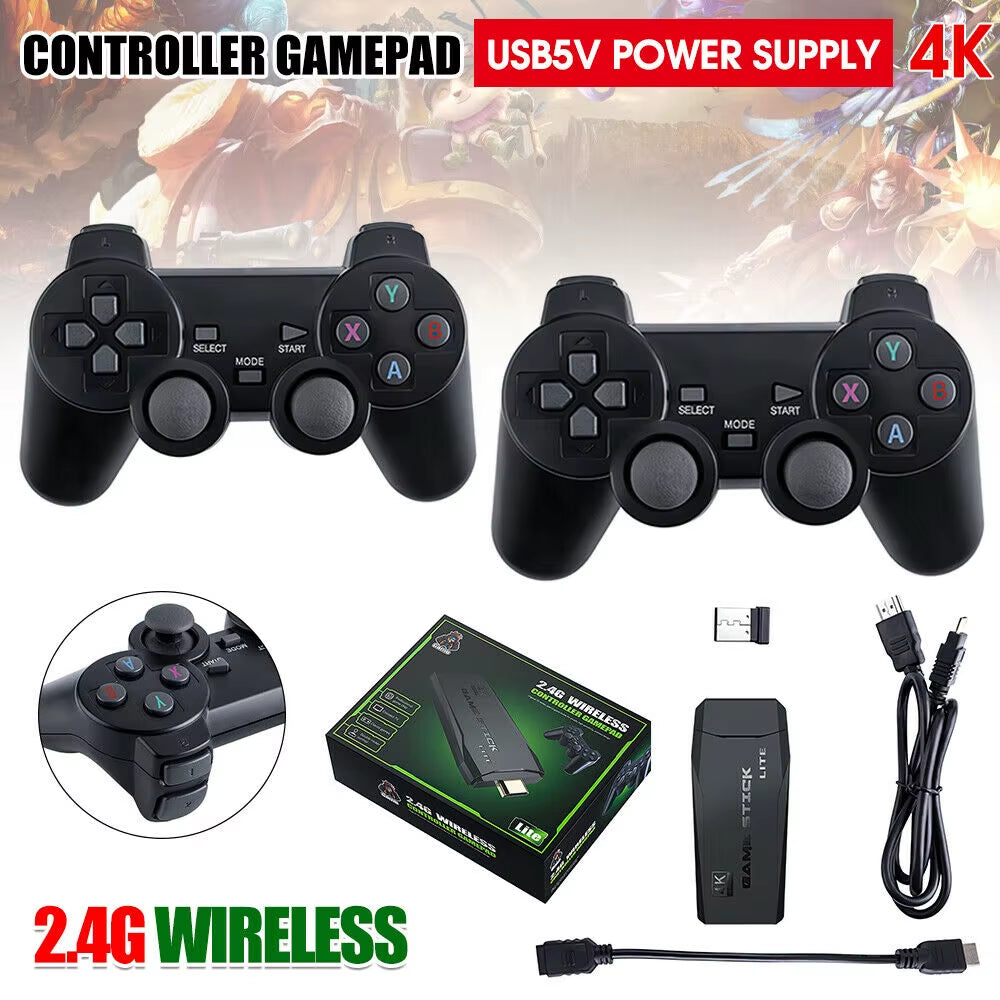 4K 64G Video Game Console Stick Lite Built-In 1000 Games Retro Games Console Wireless Controller for GBA Xmas Gift Dropshipping