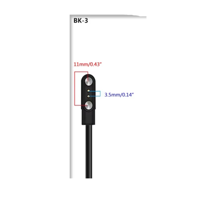 Cabo de Carregamento Magnético com 2 Pinos – USB | Forte Fixação Magnética | Cor Preto ou Branco | Compatível com Relógios Inteligentes Universais