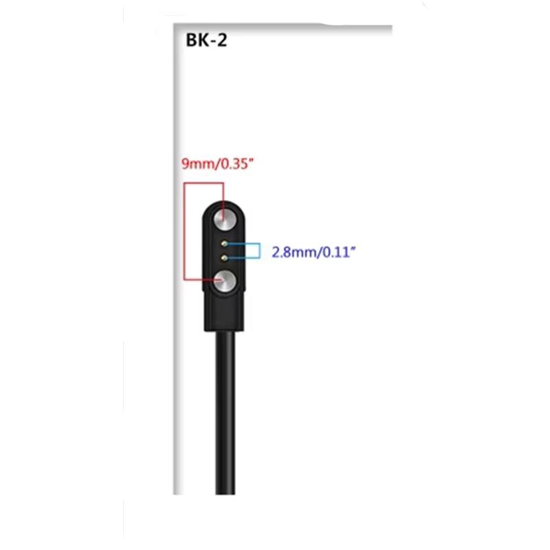 Cabo de Carregamento Magnético com 2 Pinos – USB | Forte Fixação Magnética | Cor Preto ou Branco | Compatível com Relógios Inteligentes Universais