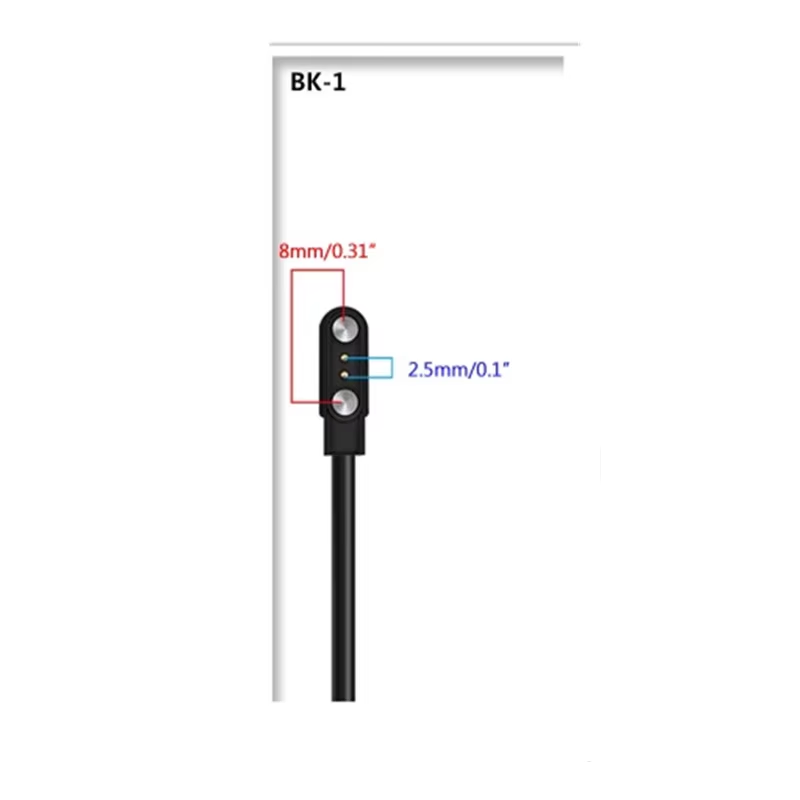 Cabo de Carregamento Magnético com 2 Pinos – USB | Forte Fixação Magnética | Cor Preto ou Branco | Compatível com Relógios Inteligentes Universais