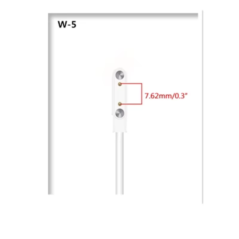 Cabo de Carregamento Magnético com 2 Pinos – USB | Forte Fixação Magnética | Cor Preto ou Branco | Compatível com Relógios Inteligentes Universais