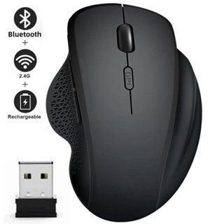 Mouse sem Fio de Modo Duplo 1600 DPI Recarregável Ergonômico Bluetooth para Laptop/Notebook/iPad/Tablet/Mac/Chromebook