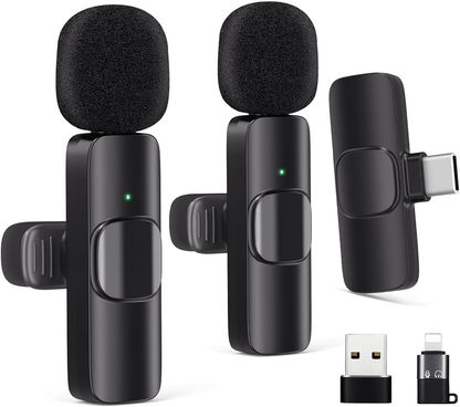 Microfone de Lapela Sem Fio – Mini Microfone para Gravação de Áudio e Vídeo | Compatível com iPhone 11/12/13/14 Pro Max e Android